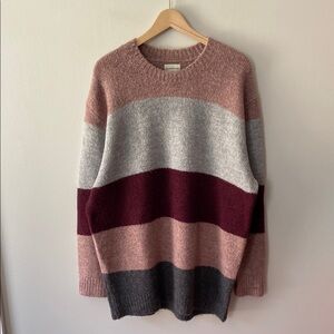Silverflint Striped Tunic Sweater Pink Grey Size Medium